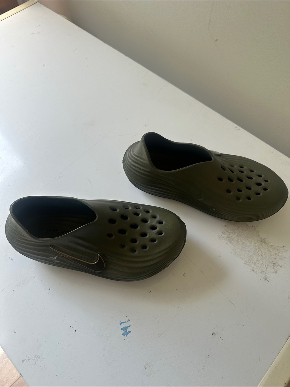 Nike Kids Olive Green Slip-On Clog Sandals